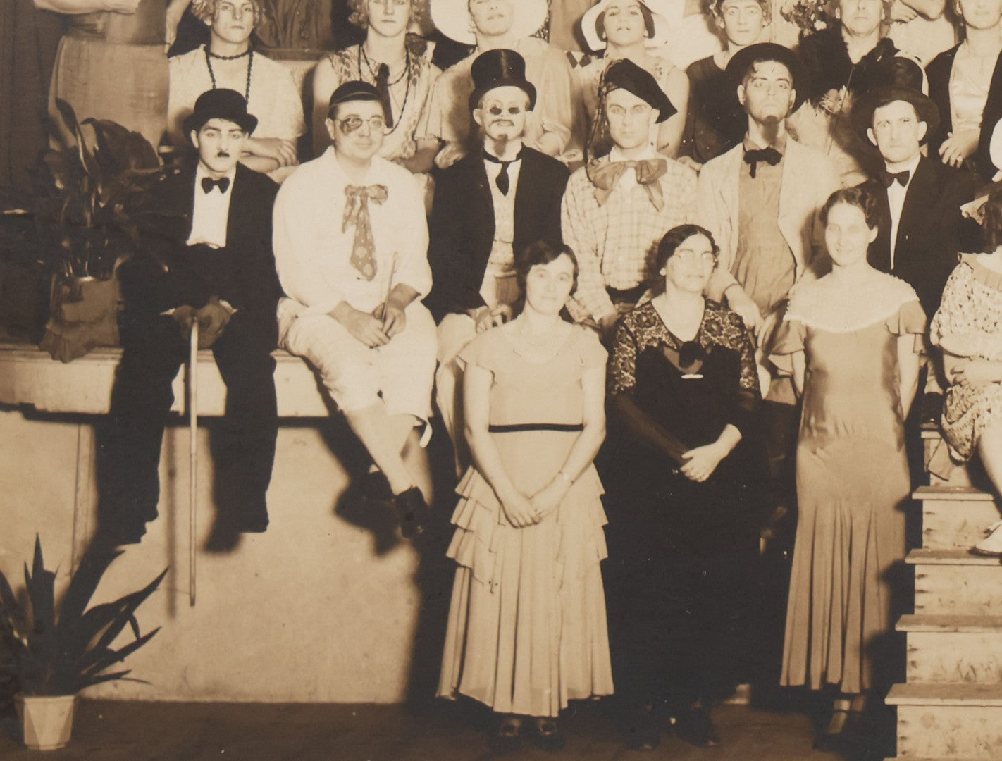 Lot 111 - Antique Boarded Photograph Of Full Cast Of A Stage Play Posing On Set, All Rows - Men And Women - Performed By Men In Costume, Pomeroy's, Photographers, Reading, Pennsylvania