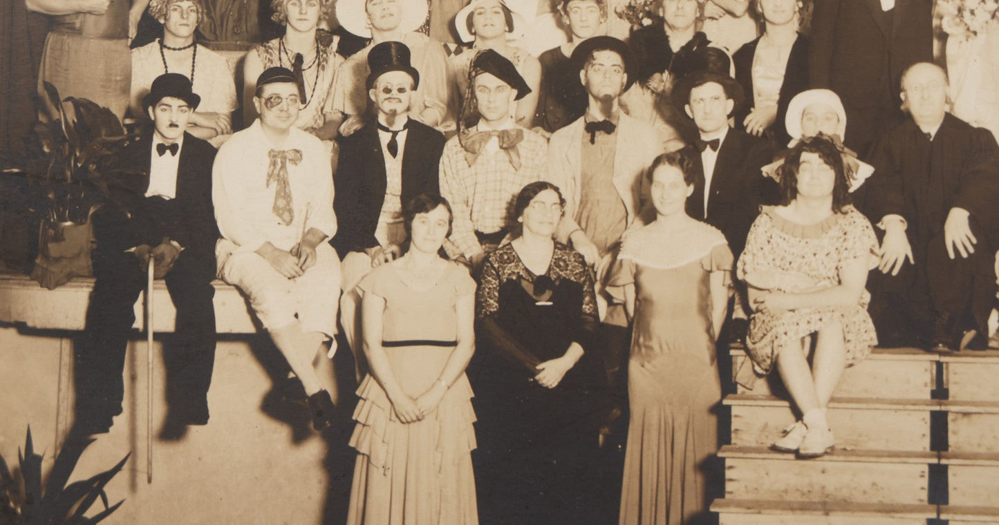 Lot 111 - Antique Boarded Photograph Of Full Cast Of A Stage Play Posing On Set, All Rows - Men And Women - Performed By Men In Costume, Pomeroy's, Photographers, Reading, Pennsylvania