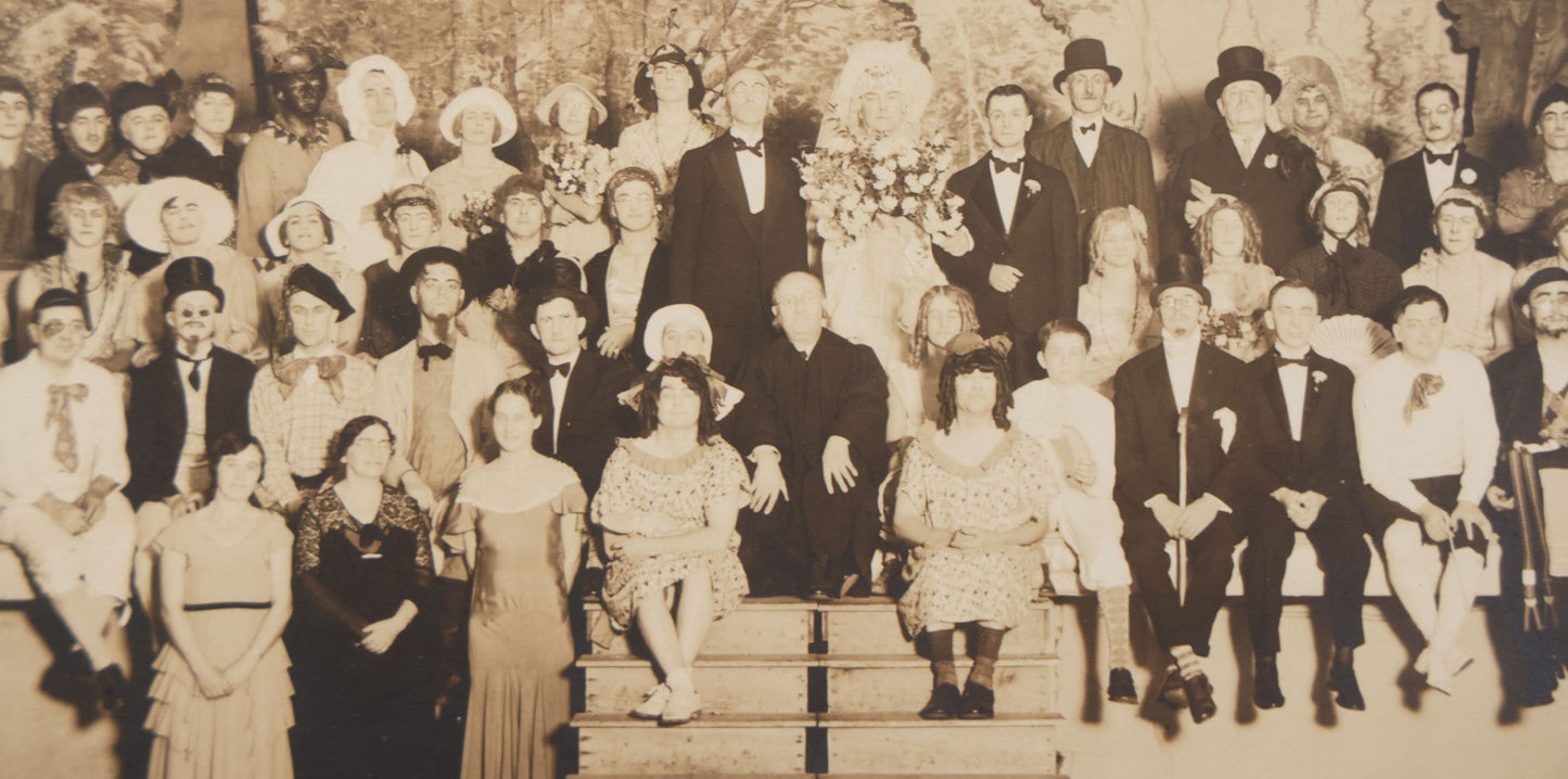 Lot 111 - Antique Boarded Photograph Of Full Cast Of A Stage Play Posing On Set, All Rows - Men And Women - Performed By Men In Costume, Pomeroy's, Photographers, Reading, Pennsylvania
