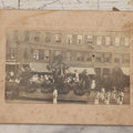 Lot 114 - Antique Boarded Photograph Of Patriotic Parade With Swedish Float With "Hoganas" Banner, Sign On Building "Bangs Block" (Likely Springfield, Mass.), Other Signs "Ball's Cigar Store", "Ladies & Gents Lounge", Barber Shop And "Sam Sing Laundry"
