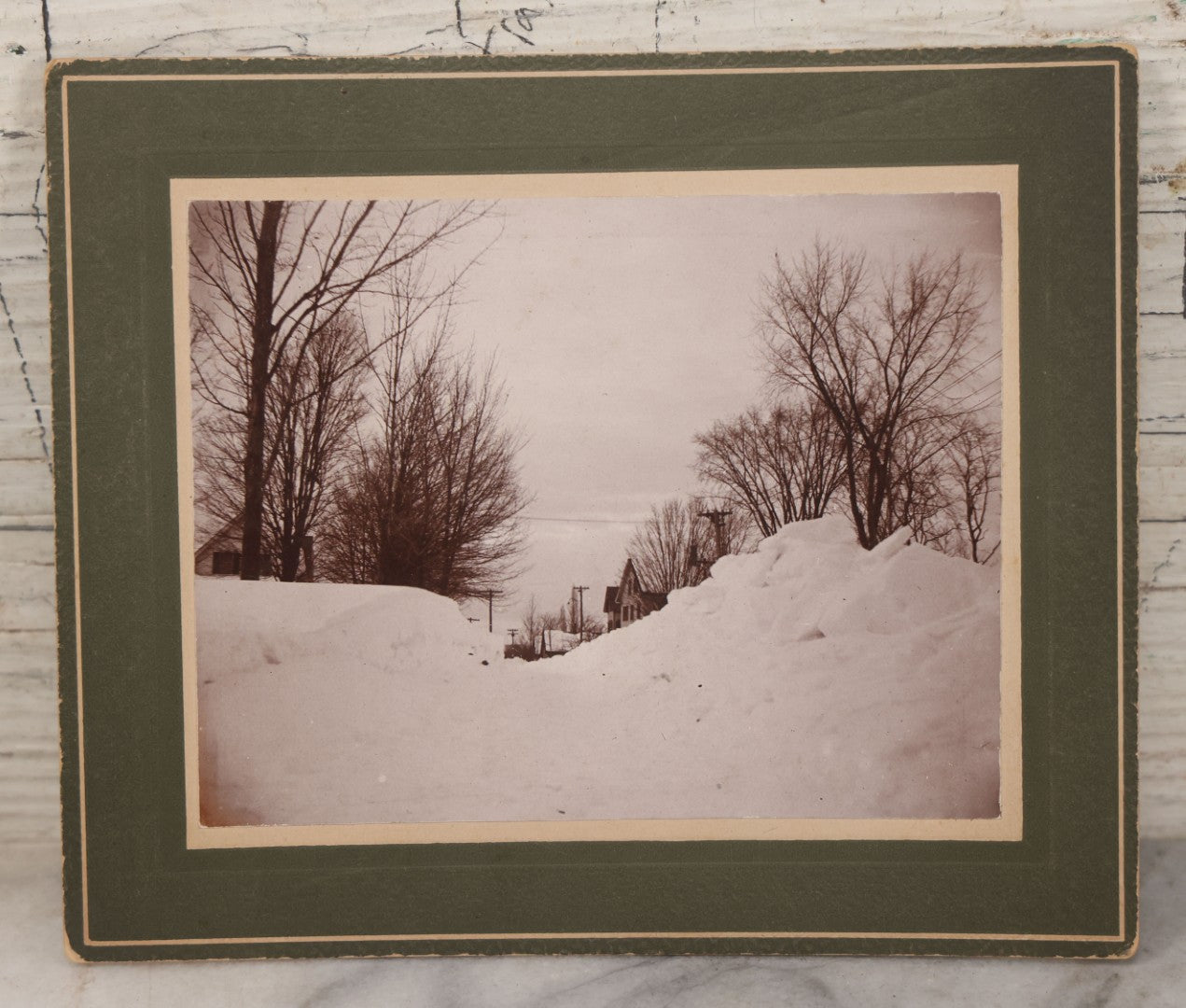 Lot 121 - Grouping Of Five Antique Boarded Photographs Including Blizzard Aftermath, Governor Charles N. Herreid's Home In Eureka, South Dakota, Riverside Homes, And Frozen River
