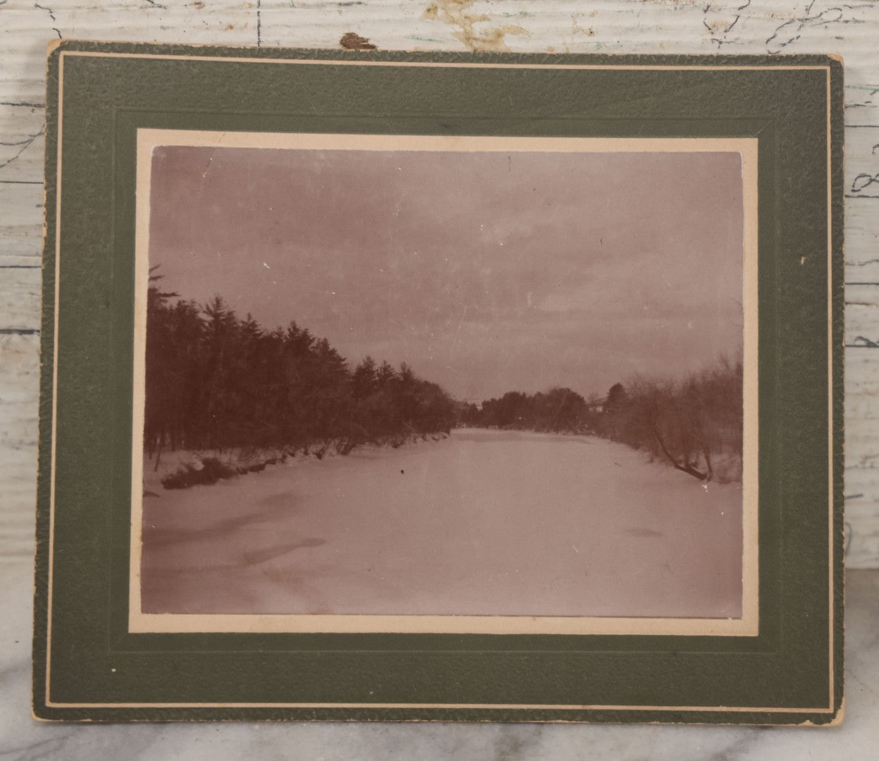 Lot 121 - Grouping Of Five Antique Boarded Photographs Including Blizzard Aftermath, Governor Charles N. Herreid's Home In Eureka, South Dakota, Riverside Homes, And Frozen River