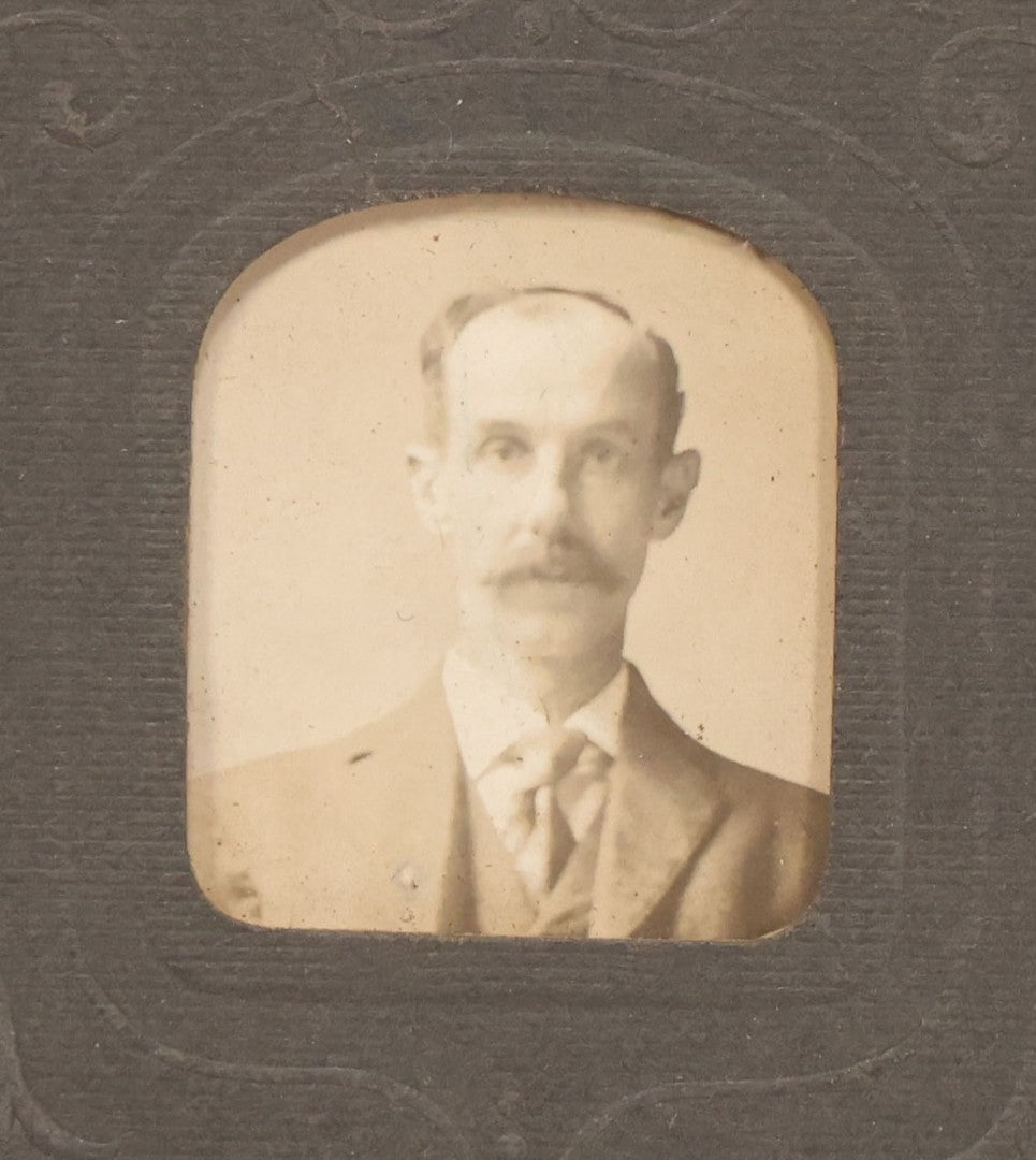 Lot 124 - Antique Paper Frame With Five Photographs Of Same Man With Mustache In Different Poses Including In Profile And Four Shots With Bowler Hat