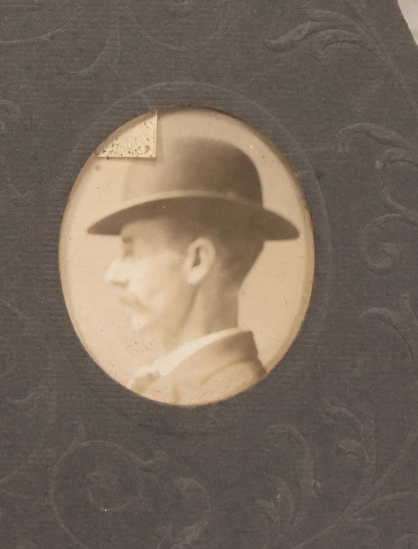 Lot 124 - Antique Paper Frame With Five Photographs Of Same Man With Mustache In Different Poses Including In Profile And Four Shots With Bowler Hat