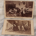 Lot 126 - Pair Of Antique Comic Illustrated Cabinet Card Album Filler Cards Of "Deacon Jones' Experience" And "The Deacon's Revenge," Depicting Chaos With Pets And Children In The Deacon's Home