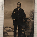 Lot 128 - Single Antique Tintype Photograph Of Tall Burly Man With Big Beard And Suprisingly Rosy Cheeks