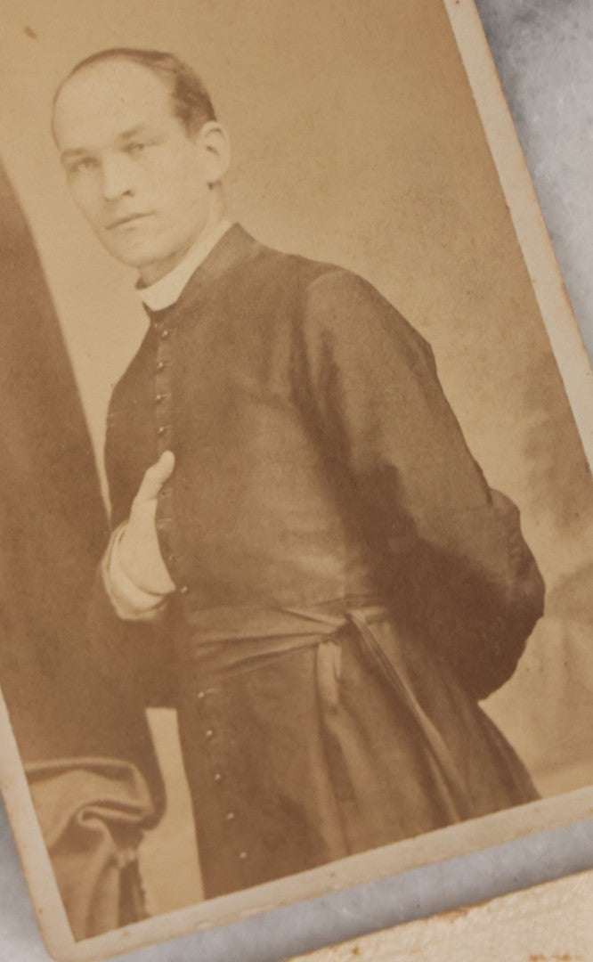 Lot 135 - Grouping Of 50 Antique Boarded Photos, Cabinet Cards, And C.D.V.s, Mostly Portraits, Including Priest, Several Interior Group Photographs, Exterior Photographs, Photos With Automobiles, And Others