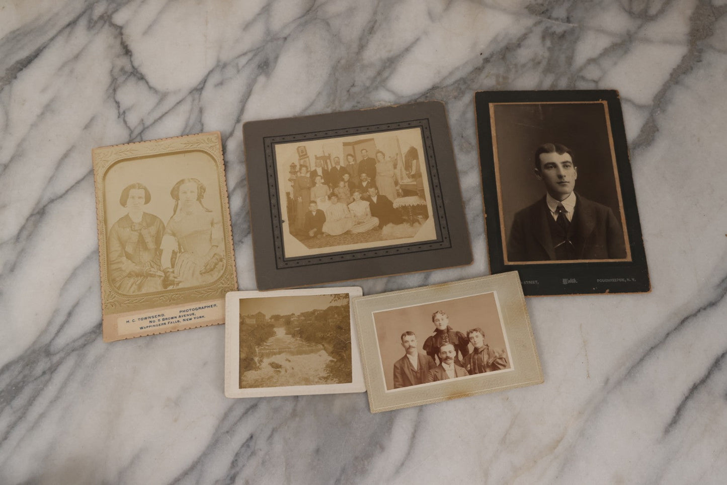 Lot 135 - Grouping Of 50 Antique Boarded Photos, Cabinet Cards, And C.D.V.s, Mostly Portraits, Including Priest, Several Interior Group Photographs, Exterior Photographs, Photos With Automobiles, And Others