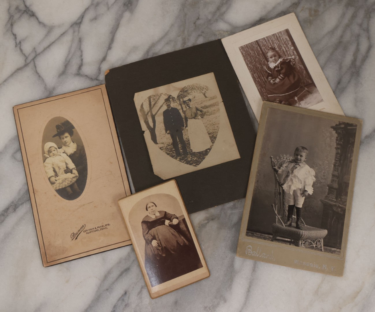 Lot 135 - Grouping Of 50 Antique Boarded Photos, Cabinet Cards, And C.D.V.s, Mostly Portraits, Including Priest, Several Interior Group Photographs, Exterior Photographs, Photos With Automobiles, And Others
