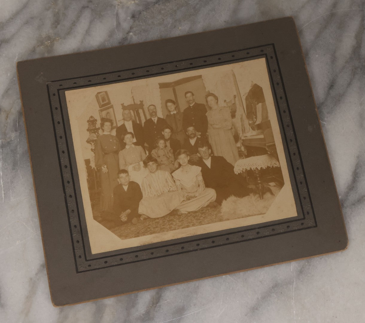 Lot 135 - Grouping Of 50 Antique Boarded Photos, Cabinet Cards, And C.D.V.s, Mostly Portraits, Including Priest, Several Interior Group Photographs, Exterior Photographs, Photos With Automobiles, And Others