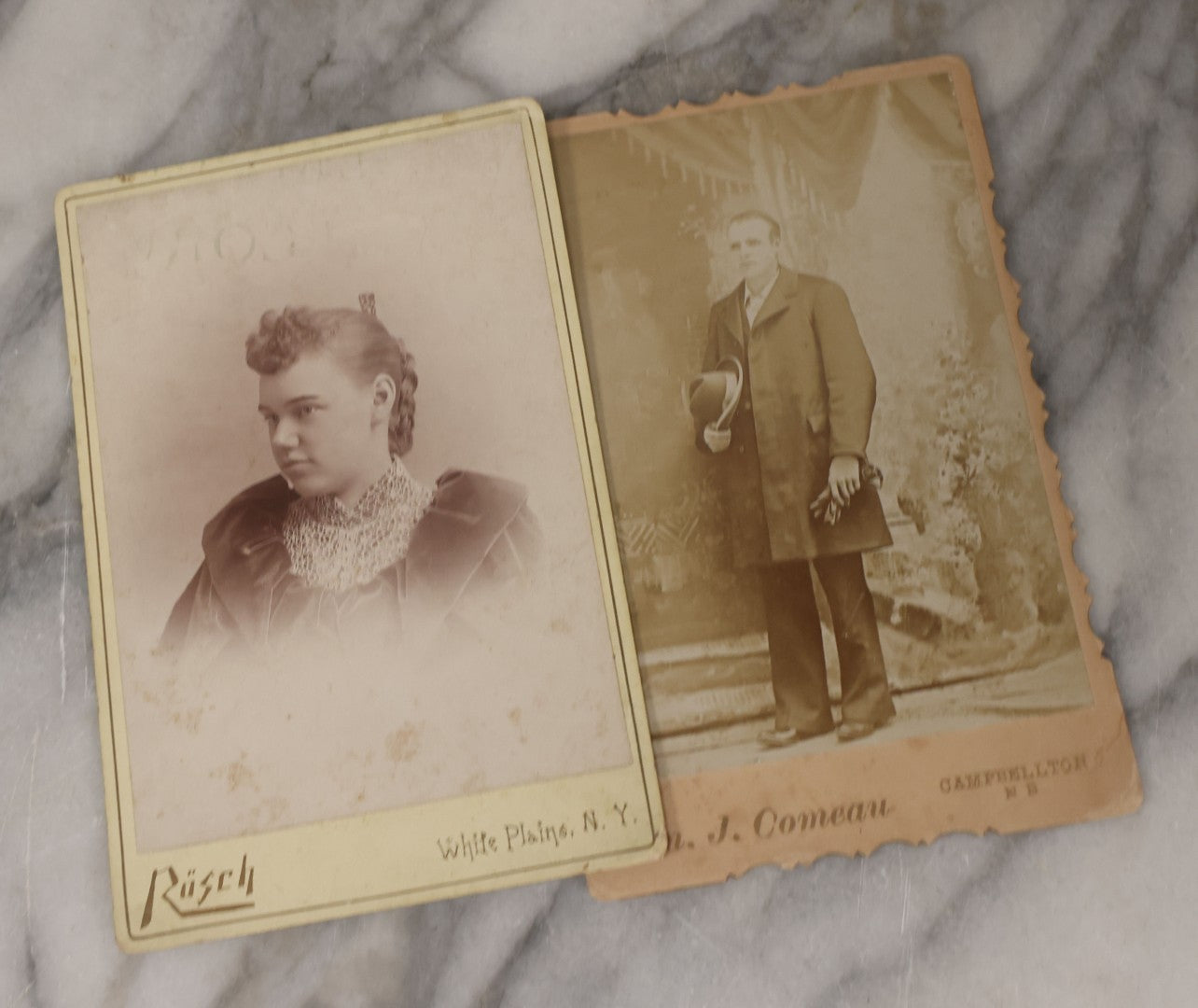Lot 135 - Grouping Of 50 Antique Boarded Photos, Cabinet Cards, And C.D.V.s, Mostly Portraits, Including Priest, Several Interior Group Photographs, Exterior Photographs, Photos With Automobiles, And Others