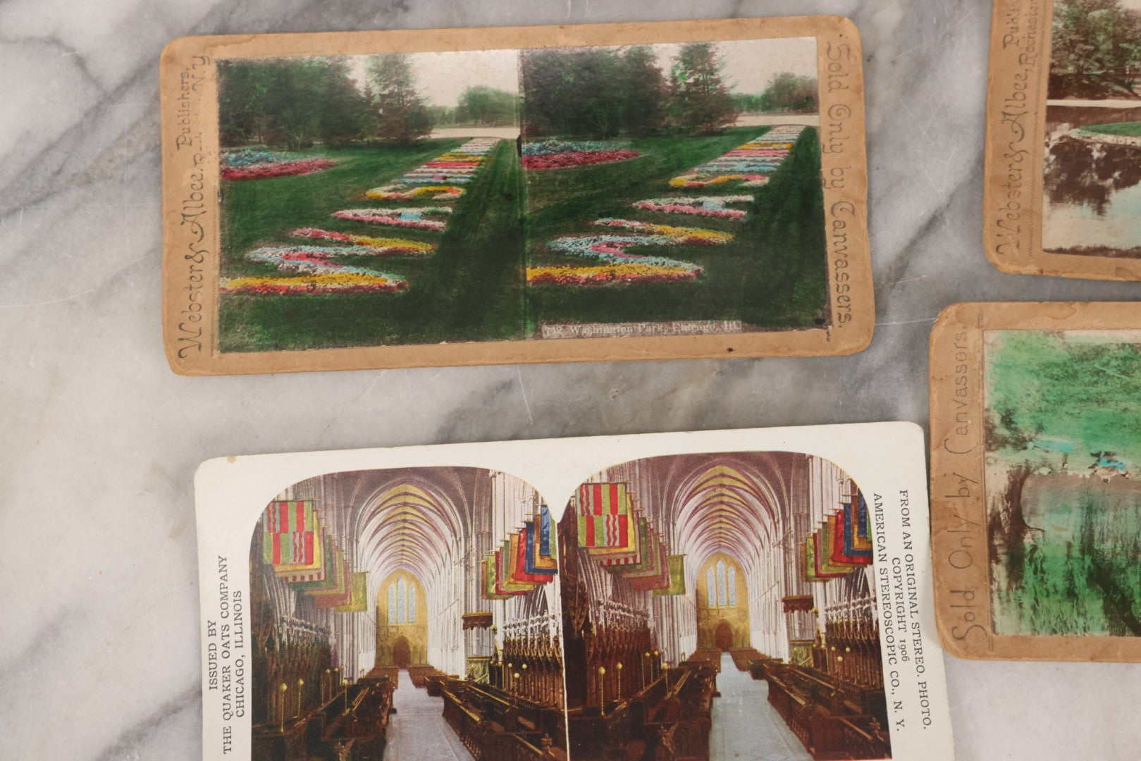 Lot 140 - Grouping Of 12 Antique Stereocards Including Many Handcolored Examples Of Parks And Flower Arrangements, Others