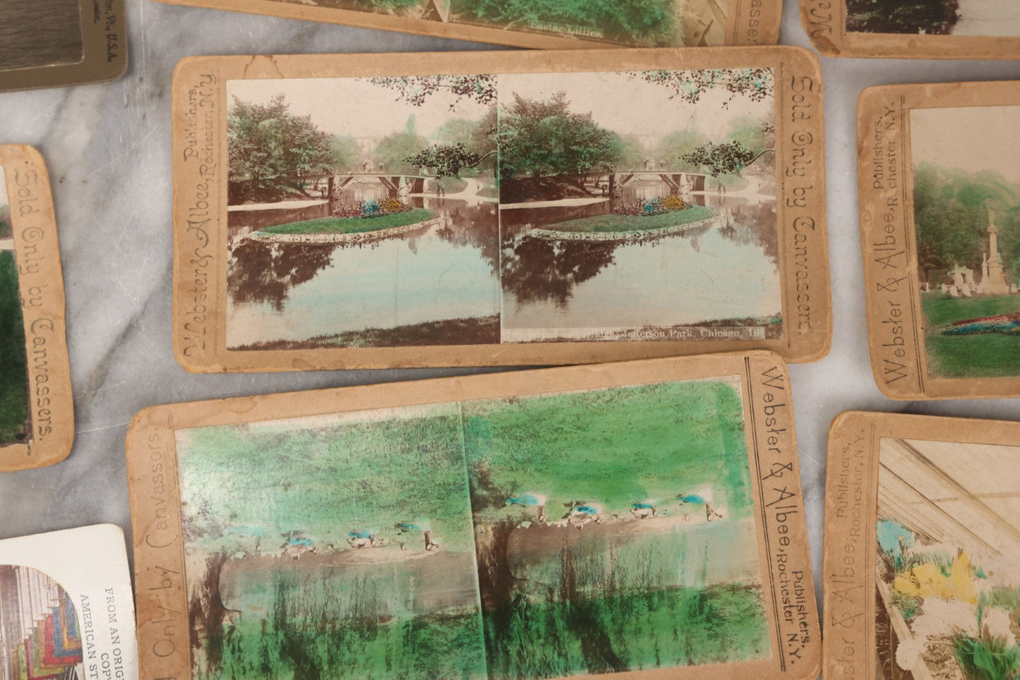Lot 140 - Grouping Of 12 Antique Stereocards Including Many Handcolored Examples Of Parks And Flower Arrangements, Others
