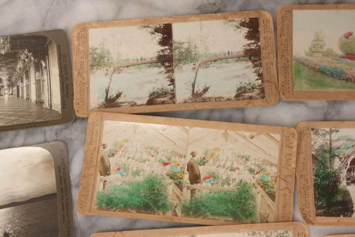 Lot 140 - Grouping Of 12 Antique Stereocards Including Many Handcolored Examples Of Parks And Flower Arrangements, Others