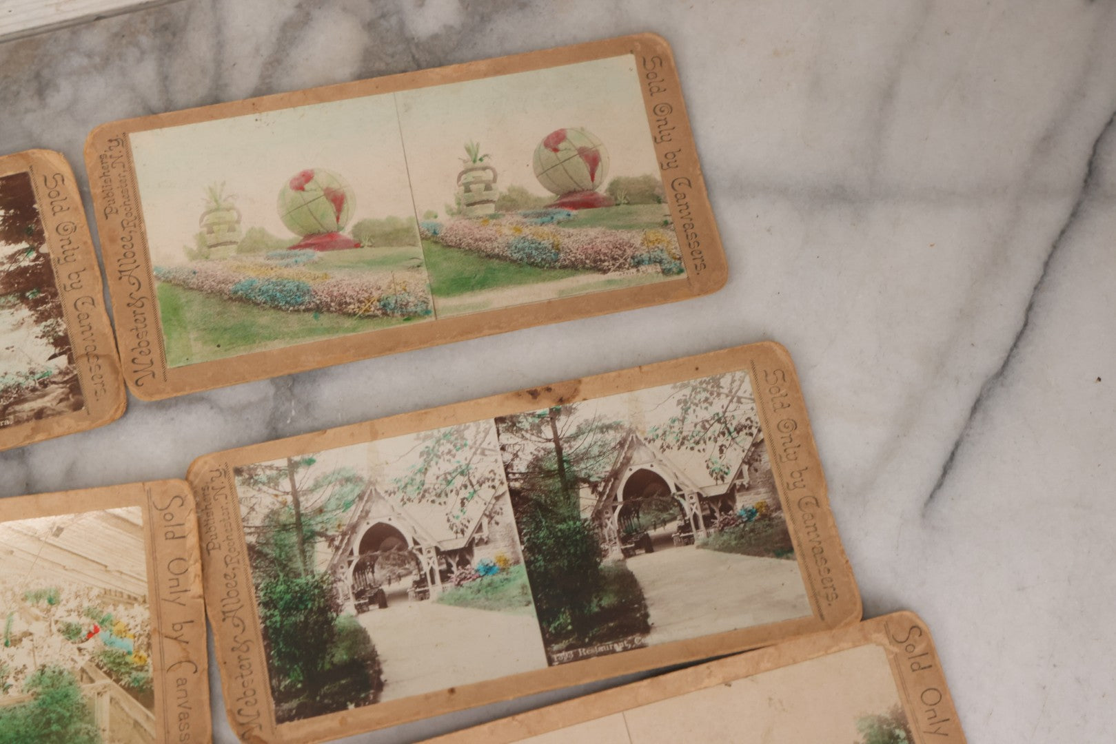 Lot 140 - Grouping Of 12 Antique Stereocards Including Many Handcolored Examples Of Parks And Flower Arrangements, Others
