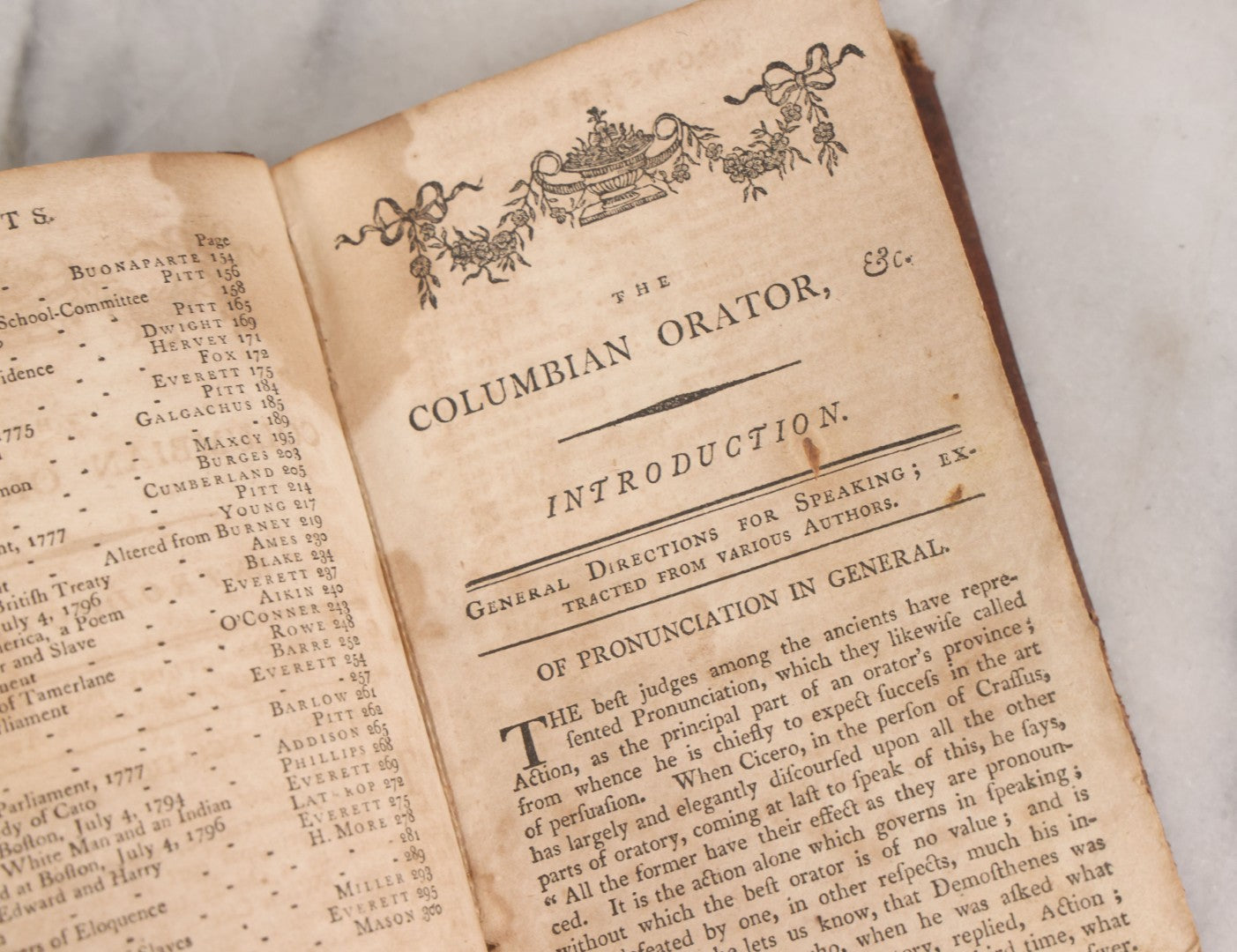 Lot 141 - "The Columbia Orator: Containing A Variety Of Original And Selected Pieces [...] To Improve Youth And Others In The [...] Art Of Elequence" Early Antique Book By Caleb Bingham, 15th Edition, Printed By Manning & Loring, Boston, April 1812