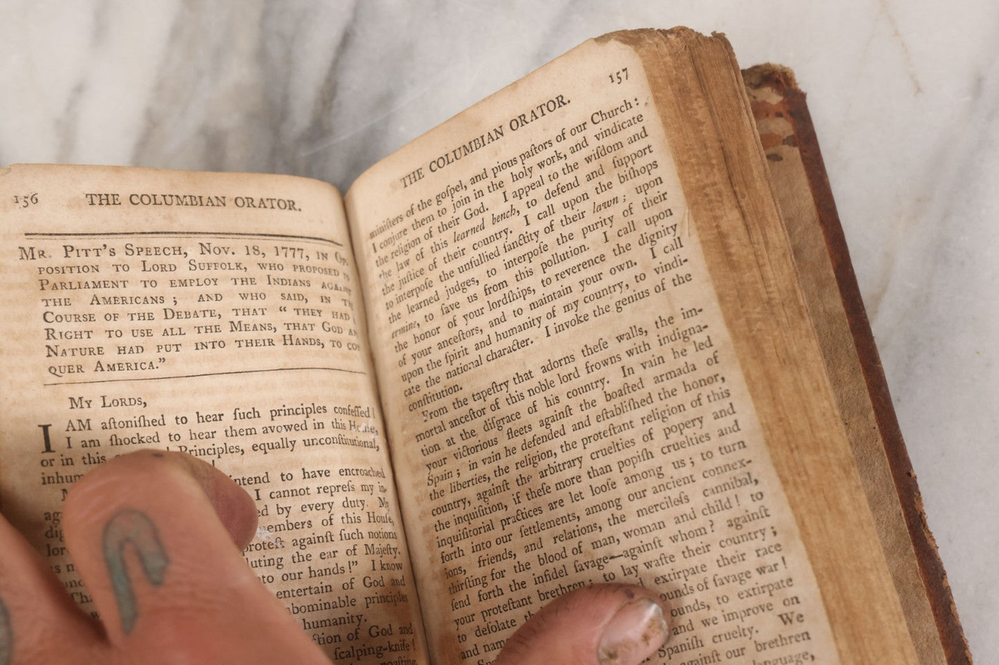 Lot 141 - "The Columbia Orator: Containing A Variety Of Original And Selected Pieces [...] To Improve Youth And Others In The [...] Art Of Elequence" Early Antique Book By Caleb Bingham, 15th Edition, Printed By Manning & Loring, Boston, April 1812