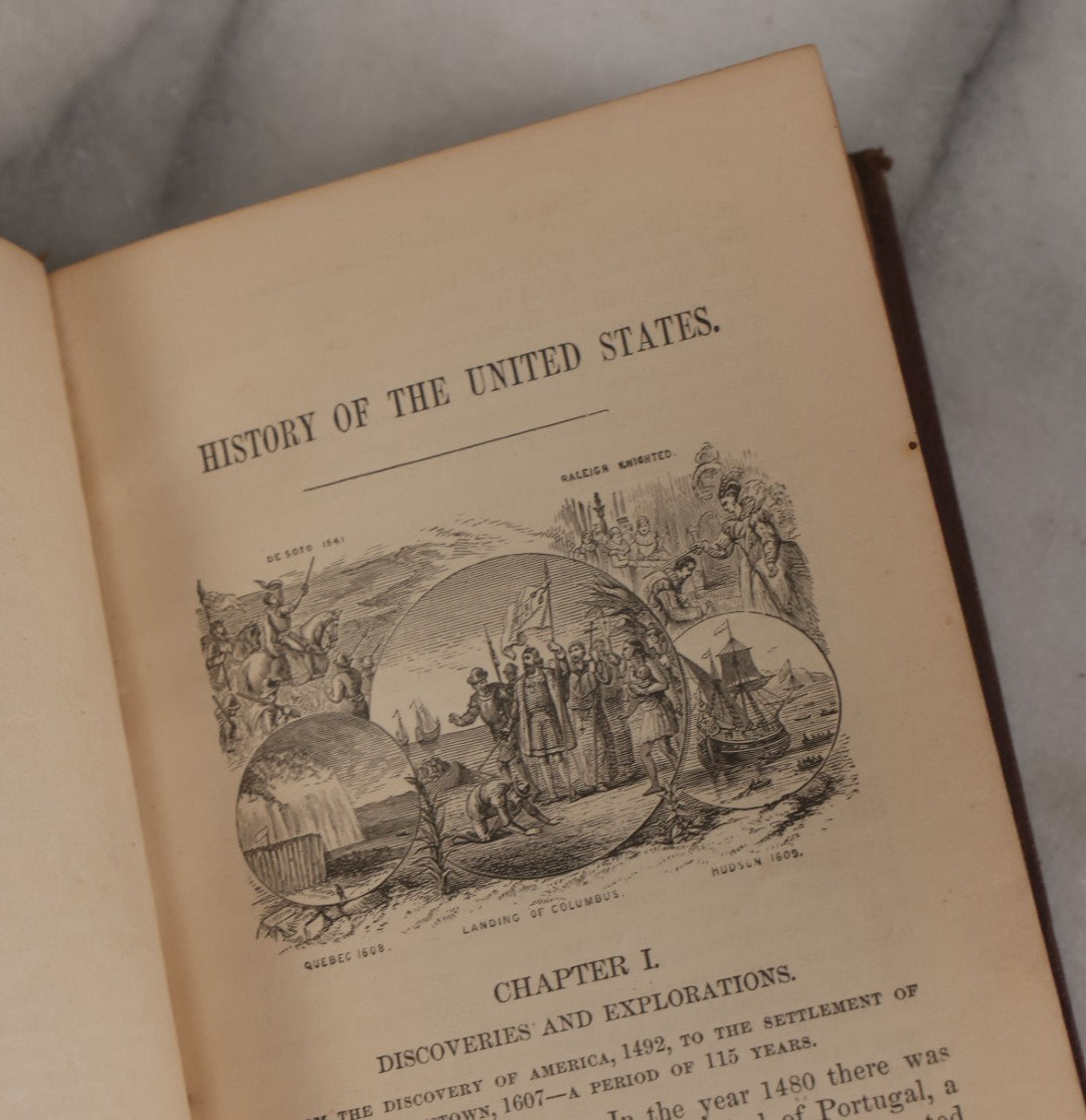 Lot 145 - "A Smaller School History Of The United States, From The Discovery Of America To The Year 1877" Antique Book By David B. Scott, With Maps And Engravings, Harper & Brothers, Publishers, New York, 1883, With Marbled Foredge