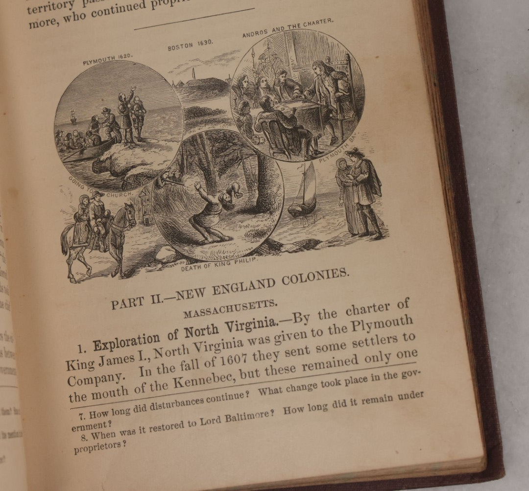 Lot 145 - "A Smaller School History Of The United States, From The Discovery Of America To The Year 1877" Antique Book By David B. Scott, With Maps And Engravings, Harper & Brothers, Publishers, New York, 1883, With Marbled Foredge