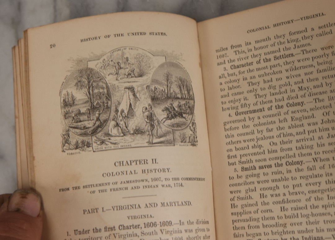 Lot 145 - "A Smaller School History Of The United States, From The Discovery Of America To The Year 1877" Antique Book By David B. Scott, With Maps And Engravings, Harper & Brothers, Publishers, New York, 1883, With Marbled Foredge