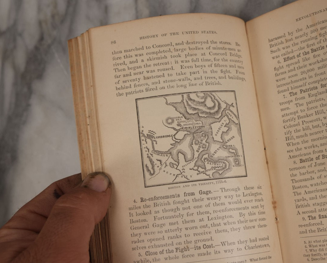 Lot 145 - "A Smaller School History Of The United States, From The Discovery Of America To The Year 1877" Antique Book By David B. Scott, With Maps And Engravings, Harper & Brothers, Publishers, New York, 1883, With Marbled Foredge
