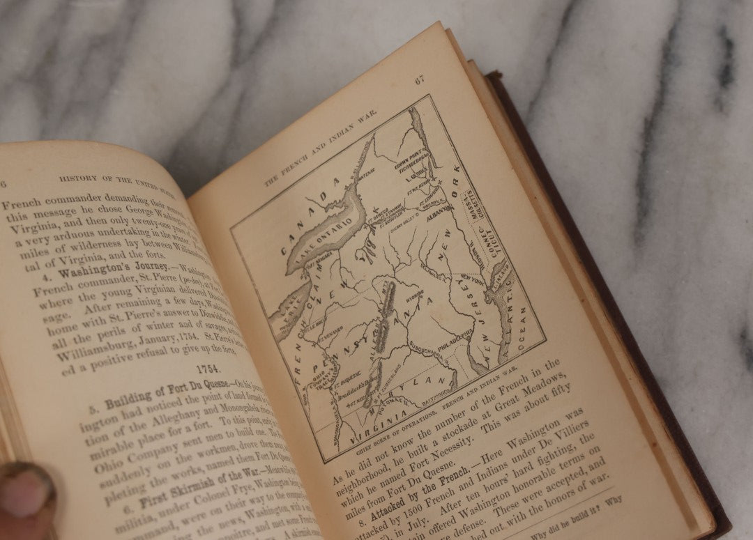 Lot 145 - "A Smaller School History Of The United States, From The Discovery Of America To The Year 1877" Antique Book By David B. Scott, With Maps And Engravings, Harper & Brothers, Publishers, New York, 1883, With Marbled Foredge
