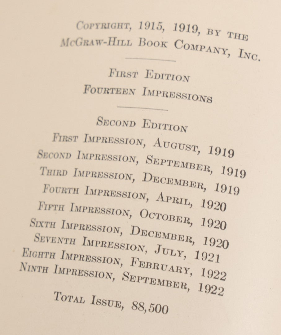 Lot 146 - "The Gasoline Automobile" Antique Engineering Education Series Book By George W. Hobbs And Ben G. Elliott, Second Edition, Illustrated, Mcgraw-Hill Book Company, Inc., Publishers, New York, 1922
