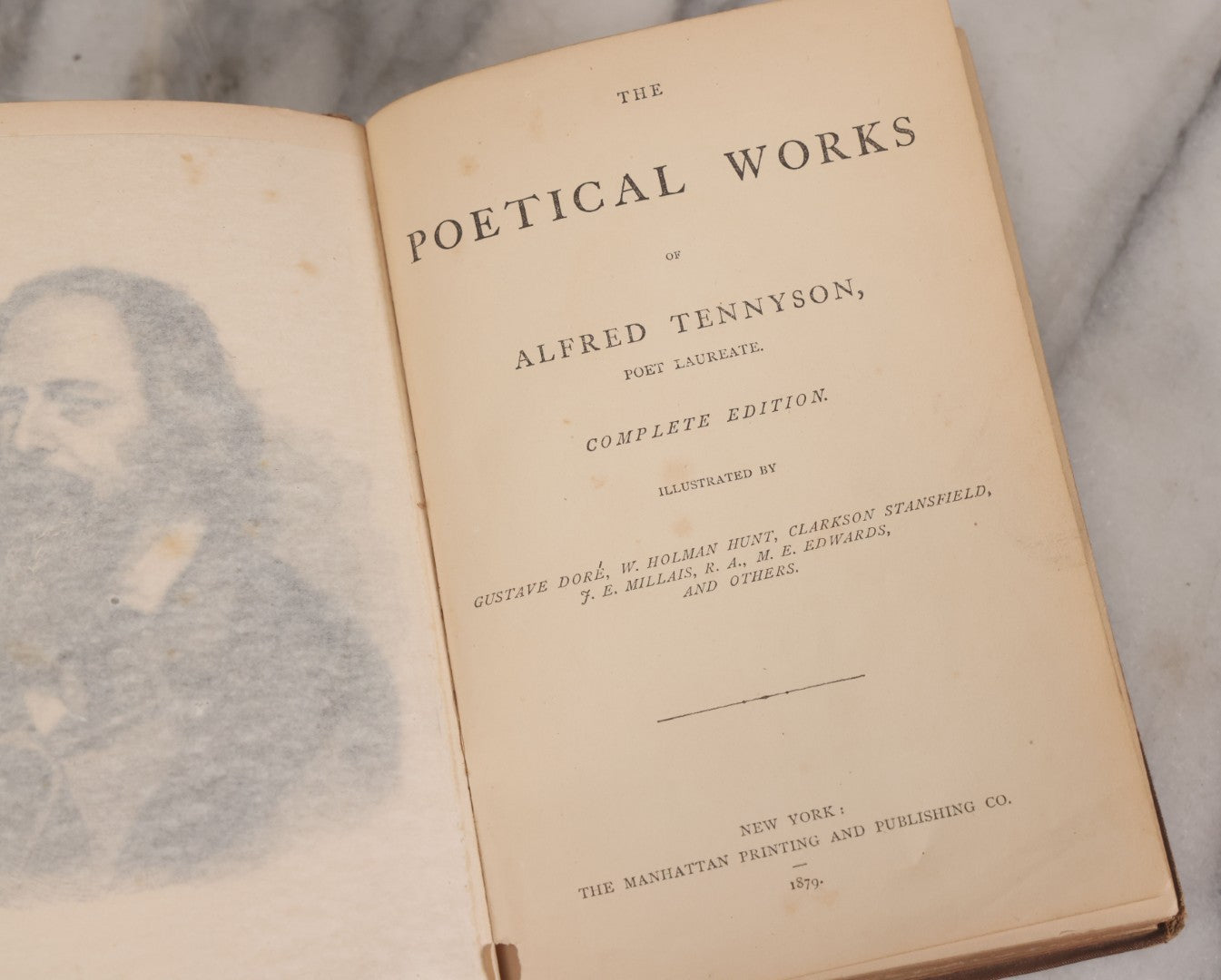 Lot 152 - "The Poetical Works Of Alfred Tennyson, Poet Laureat" Antique Poetry Book, Complete Edition, Illustrated By Gustave Dore And Others, The Manhattan Printing And Publishing Co., New York, 1879