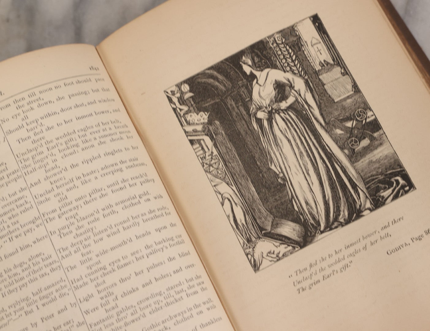Lot 152 - "The Poetical Works Of Alfred Tennyson, Poet Laureat" Antique Poetry Book, Complete Edition, Illustrated By Gustave Dore And Others, The Manhattan Printing And Publishing Co., New York, 1879