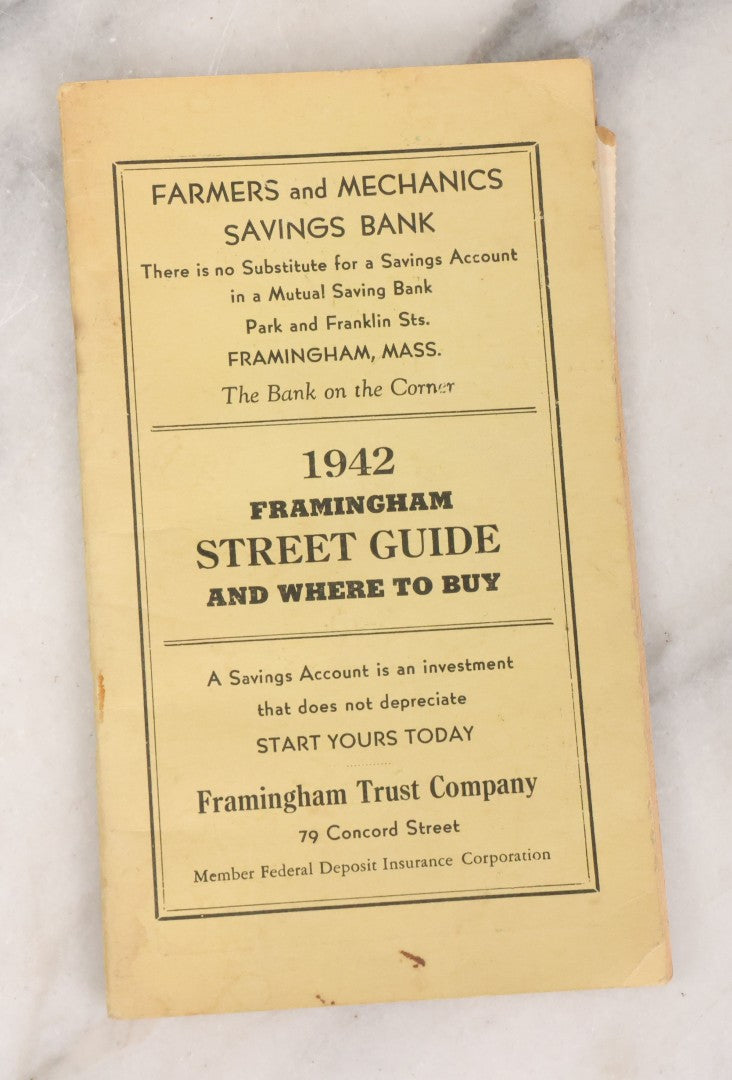 Lot 162 - Grouping Of Four Vintage And Antique Booklets Including Humphrey's Manual Medical Advertising Booklet, Army Song Book, The Forestry Primer For 1926, And Framingham Massachusetts Street Guide, 1942