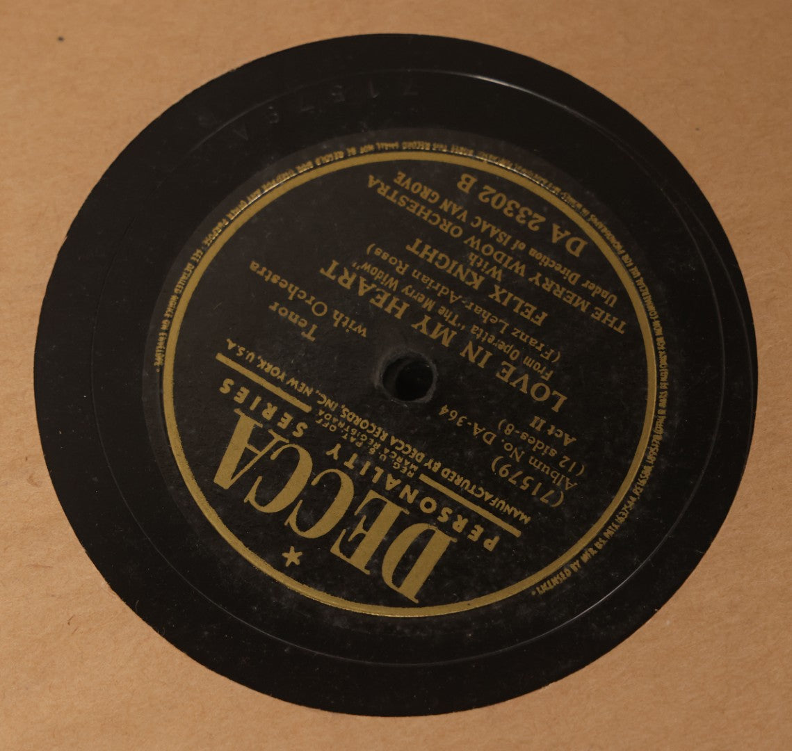 Lot 169 - "The Merry Widow" Theatrical Musical 78 R.P.M. 6 Record Set, Directed By Isaac Van Grove, Starring Kitty Carlisle, Wilbur Evans, Felix Knight, And Lisette Verea With The Merry Widow Orchestra And Chorus, 1944, Decca Records, Album No. 8-364