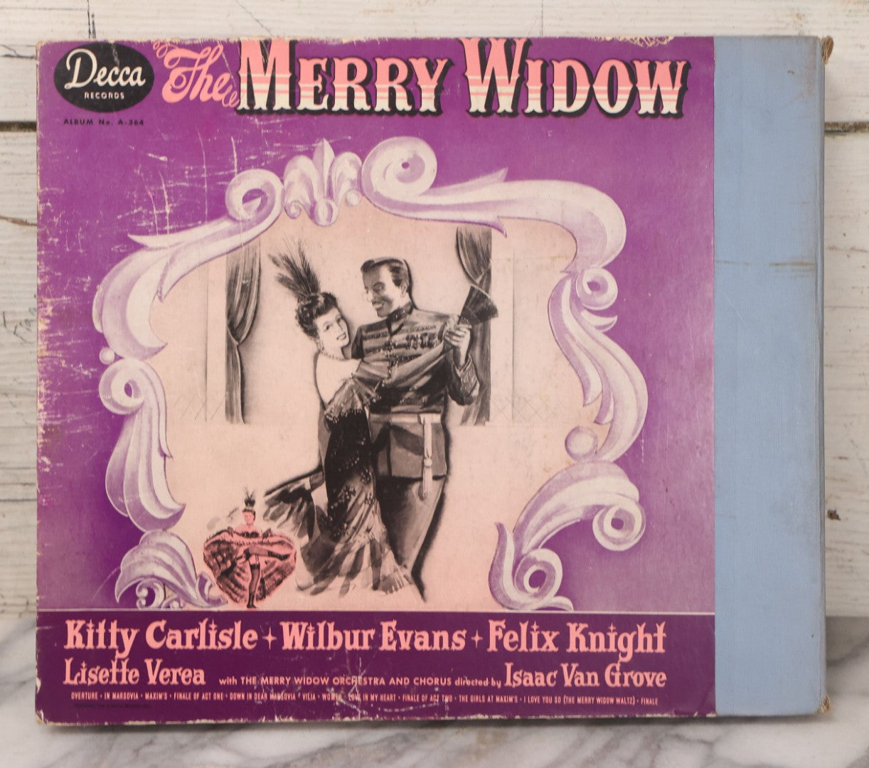 Lot 169 - "The Merry Widow" Theatrical Musical 78 R.P.M. 6 Record Set, Directed By Isaac Van Grove, Starring Kitty Carlisle, Wilbur Evans, Felix Knight, And Lisette Verea With The Merry Widow Orchestra And Chorus, 1944, Decca Records, Album No. 8-364