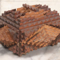 Lot 005 - Vintage Hand Carved Folk Art Tramp Art Wooden Storage Box With Lid And Feet