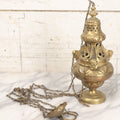 Lot 015 - Vintage Brass Church Censer Incense Burner With Cherub Figureheads, Hanging Chains, Circa Early 20th Century