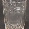 Lot 028 - Vintage American Pattern Glass Drinking Cup With American Flag, Patriotic Shield, And Rifle Motifs