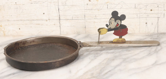 Lot 054 - Vintage Mechanical Animated Mickey Mouse Popcorn Popper Pan Toy With Handle Operated Action With Original Paint, Circa 1930s, Incomplete, Parts Missing