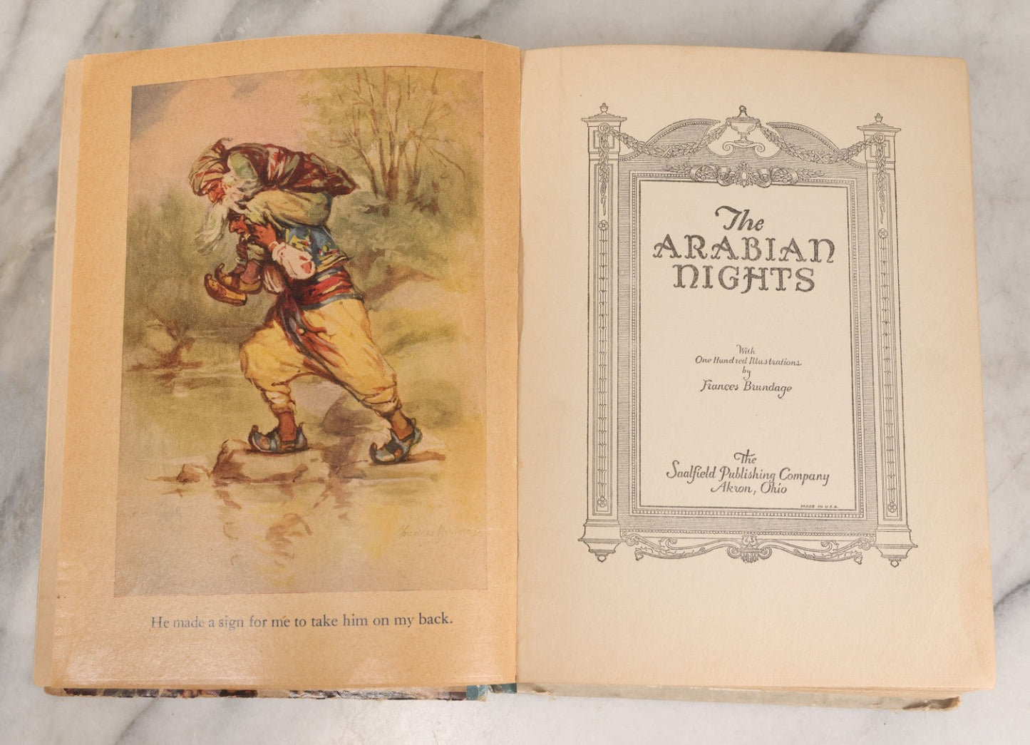 Lot 111 - "The Arabian Nights" Antique Children's Book With One Hundred Illustrations, By Frances Brundage, The Saalfield Publishing Company, Akron, Ohio, 1924