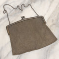 Lot 010 - Antique Whiting & Davis Co. German Silver Soldered Mesh Purse With Chain Handle And Engraved Lily Flower Decoration