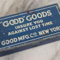 Lot 020 - Vintage "Good" Goods Divided Advertising Tin, "Insure You Against Lost Time," Good Manufacturing Co. Inc., New York