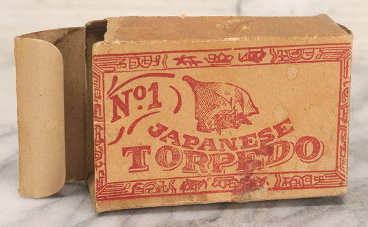 Lot 025 - Vintage No. 1 Japanese Torpedo Fireworks Advertising Cardboard Box, Manufactured By The Hebenstreit Fireworks Co., Lockland, Ohio, Note Wear And Tear