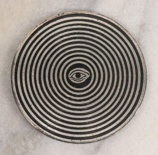 Lot 035 - Vintage Magician's Hypnotist Medallion With Eye At Center, Manufactured By Bastian Bros., Rochester, New York, 2-1/4" Diameter