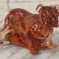 Lot 063 - Vintage Translucent Pink Orange Glass Bulldog Statue Paperweight