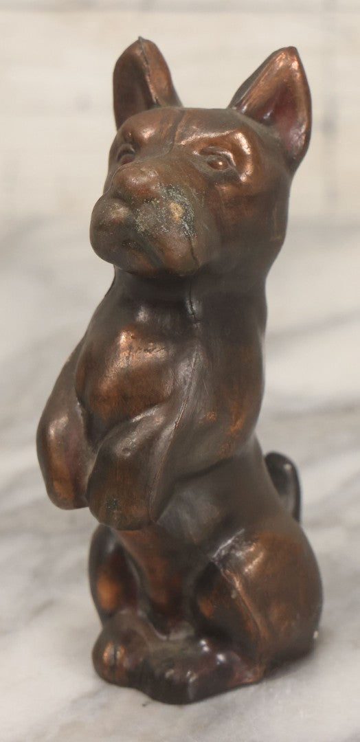 Lot 064 - Vintage Bronzed Pot Metal Begging Scottie Dog Statuette
