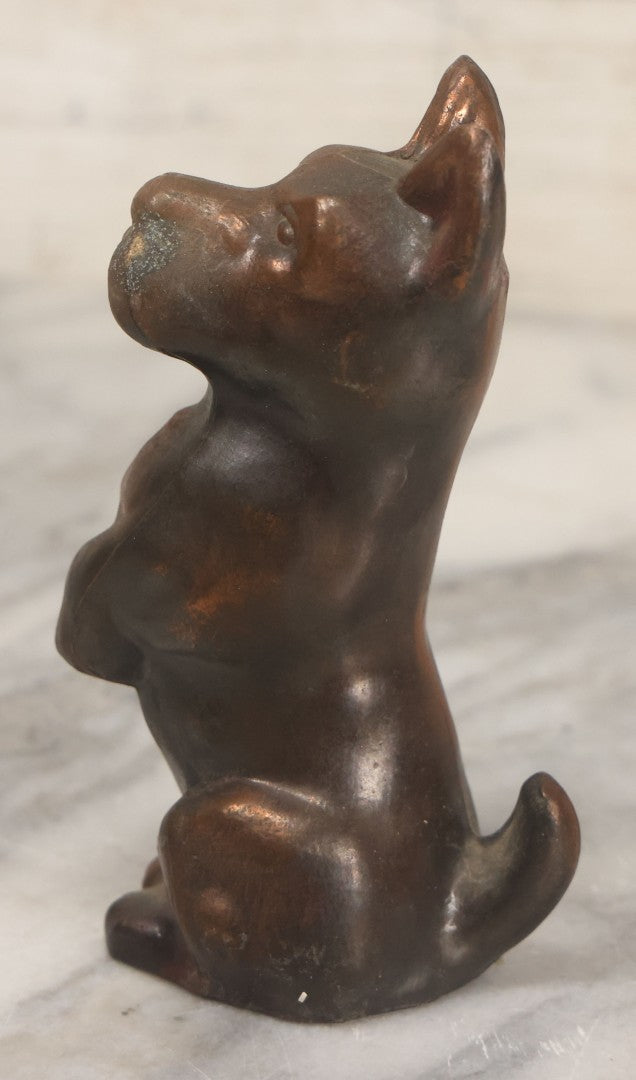 Lot 064 - Vintage Bronzed Pot Metal Begging Scottie Dog Statuette