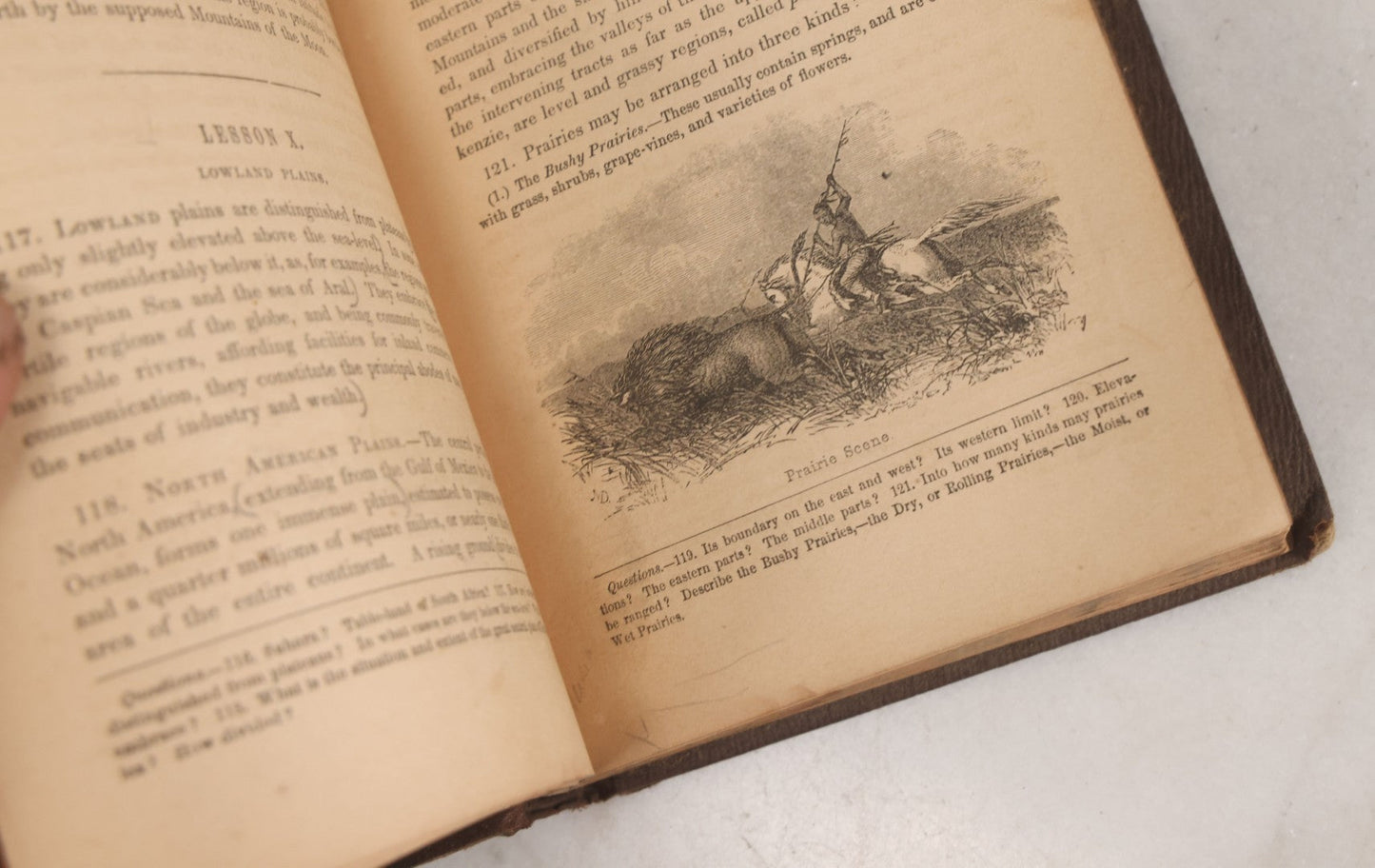 Lot 106 - "Outlines Of Physical Geography" Antique Geography Book By George W. Fitch, Illustrated With Six Maps And Numerous Engravings, Fourth Large Edition, With Marbled Fore-Edge, J.H. Colton And Company, Publishers, New York, 1856