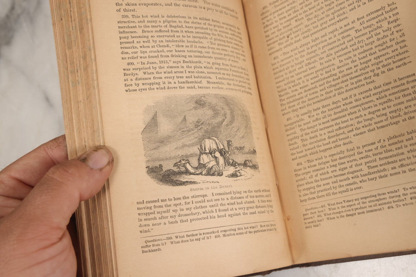 Lot 106 - "Outlines Of Physical Geography" Antique Geography Book By George W. Fitch, Illustrated With Six Maps And Numerous Engravings, Fourth Large Edition, With Marbled Fore-Edge, J.H. Colton And Company, Publishers, New York, 1856