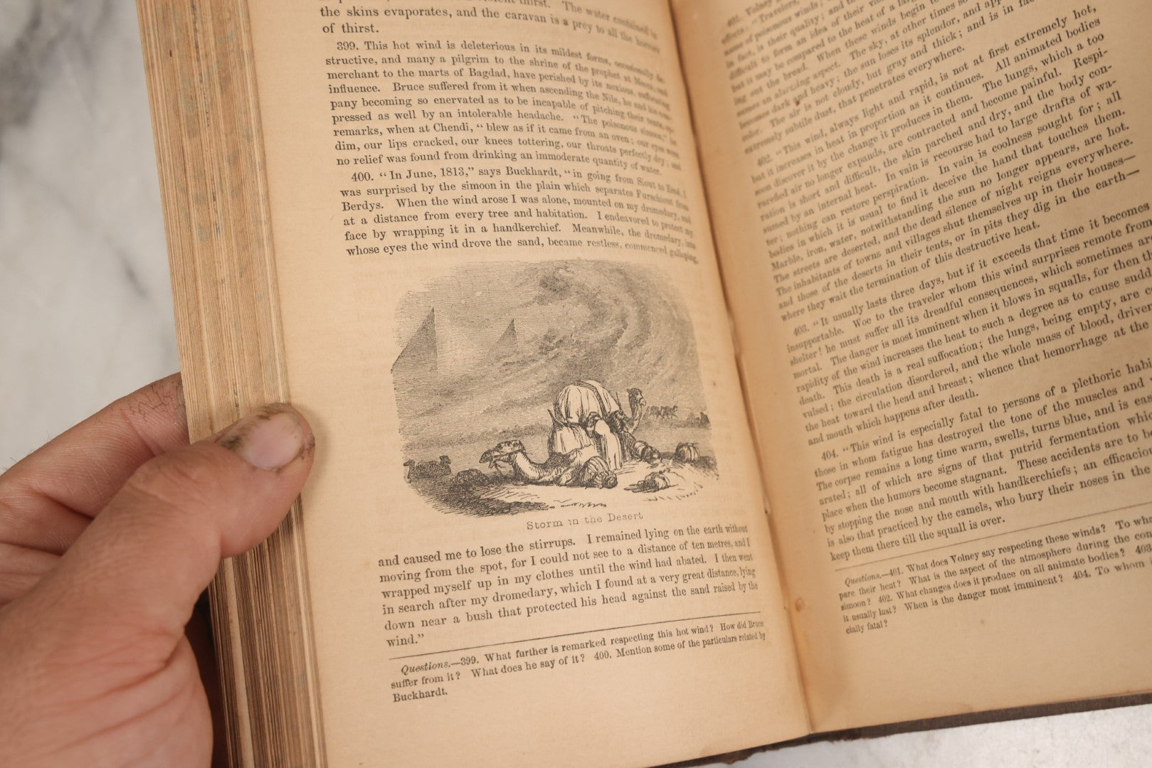 Lot 106 - "Outlines Of Physical Geography" Antique Geography Book By George W. Fitch, Illustrated With Six Maps And Numerous Engravings, Fourth Large Edition, With Marbled Fore-Edge, J.H. Colton And Company, Publishers, New York, 1856