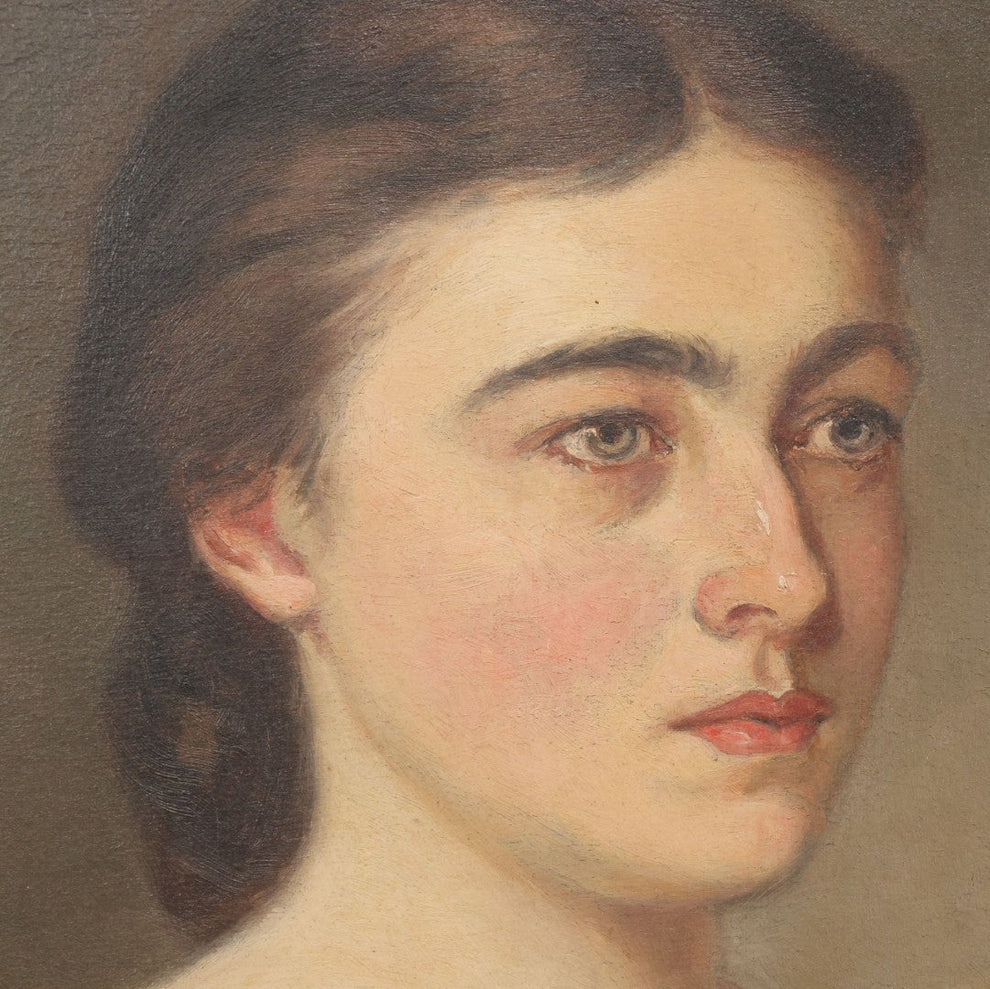 Lot 005 - Antique Late 19th Century Oil On Canvas Portrait Painting Of ...