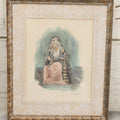 Lot 007 - Vintage Watercolor Painting On Paper Titled "The Fortune Teller" Featuring Old Woman Telling Fortunes With Cards, In Frame And Mat With Textured Finish, Artist Signed, Illegible, 10-3/4" x 12-3/4"