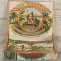 Lot 116 - Antique Wooden Cigar Box For "La Balsa" Cigars, Manufactured By Peláez Hermanos Sociedad En Comandita, Veracruz And Puebla, Mexico., With Lithographed Interior And Exterior Labels With Pretty Woman Smoking On Raft Graphics